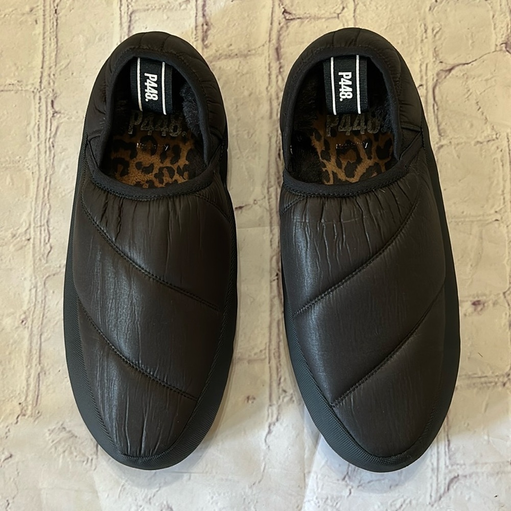 P448 Laby Slipper Shoe Quilted Fur Lined Puffer Convertible Size 9